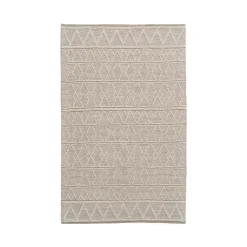 Alfombra crema de lana y algodón con relieve Boho 160x230cm