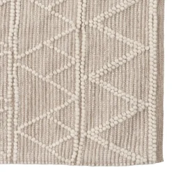 Alfombra crema de lana y algodón con relieve Boho 160x230cm