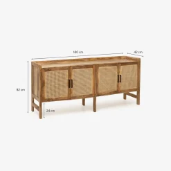 Aparador de madera de mango Merlin 180x42x82cm Clau&Chloe
