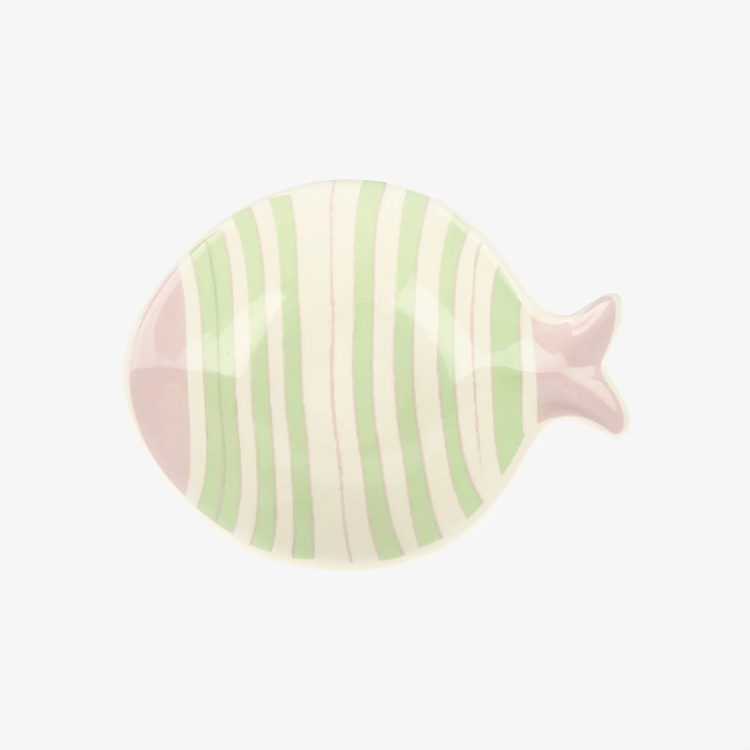 Bol de cerámica rayas verde y lila Pez 15x13cm