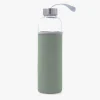 Botella de vidrio con neopreno verde claro 0,6L Tera