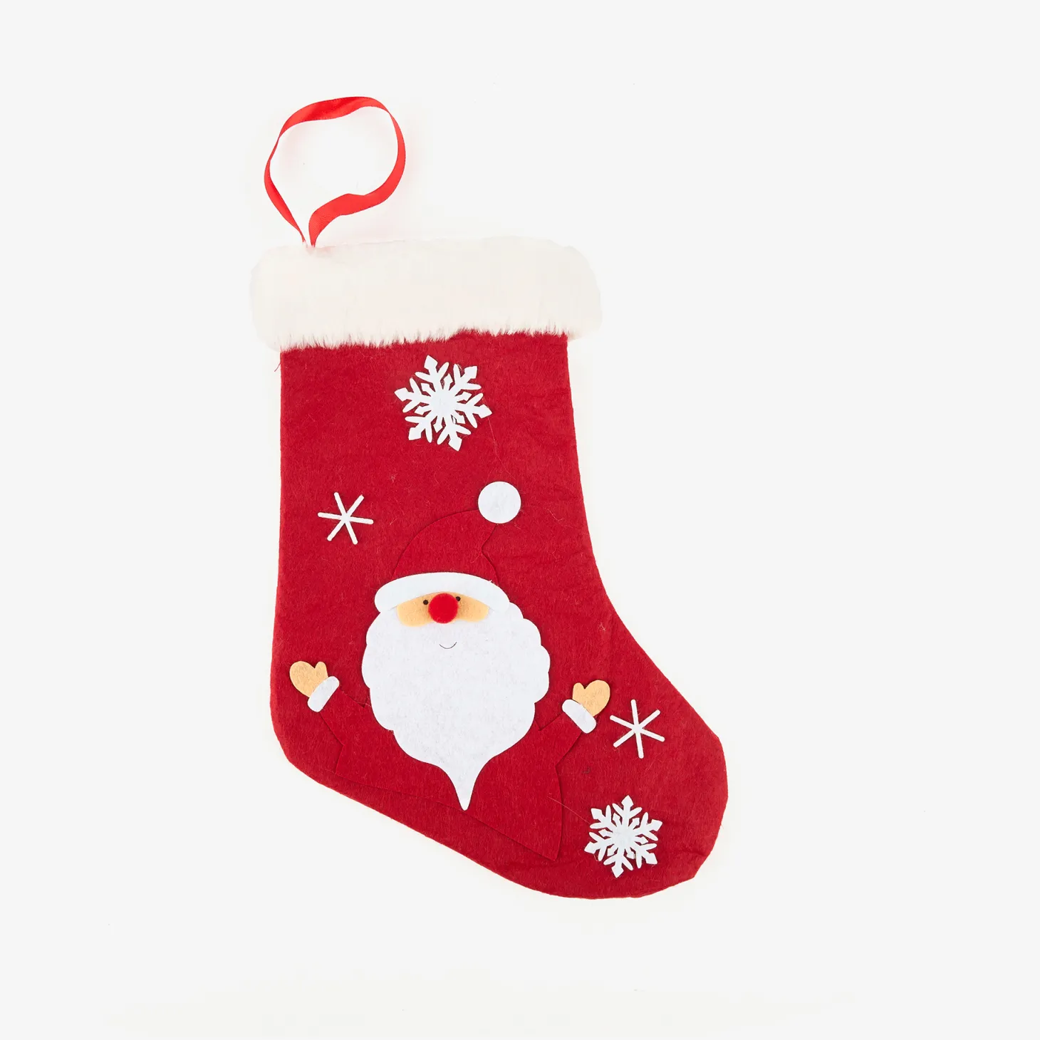 Calcetín de fieltro rojo Santa Claus 22x37cm