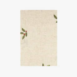 Camino de mesa de lino beige Acebo 50x150cm