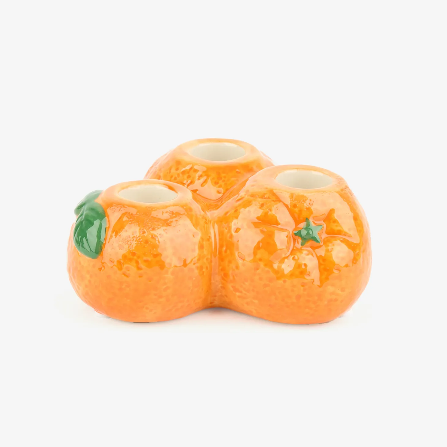 Candelabro de 3 velas de cerámica Naranjas Ø12x6cm