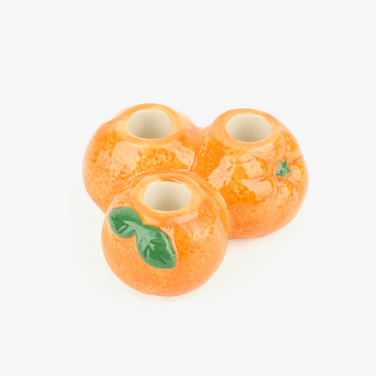 Candelabro de 3 velas de cerámica Naranjas Ø12x6cm