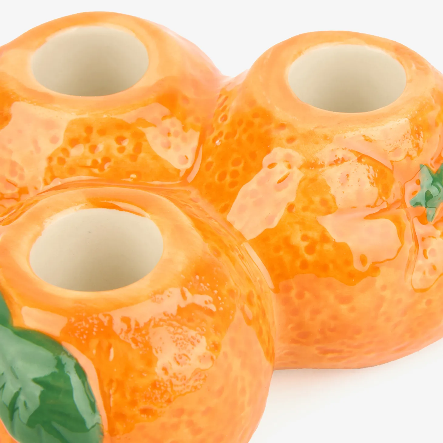 Candelabro de 3 velas de cerámica Naranjas Ø12x6cm