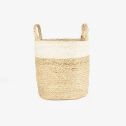 Cesta de yute blanca y natural Vide Ø25x25cm