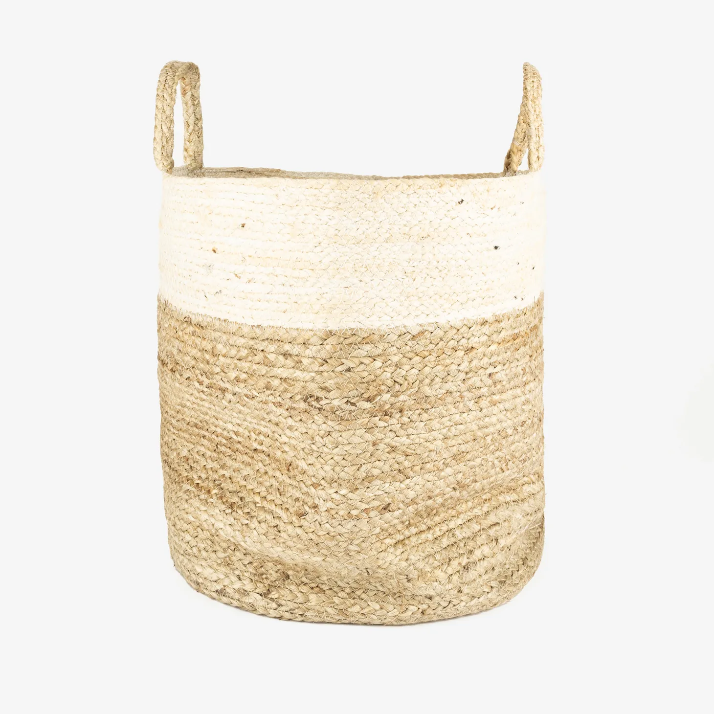 Cesta de yute blanca y natural Vide Ø35x33cm