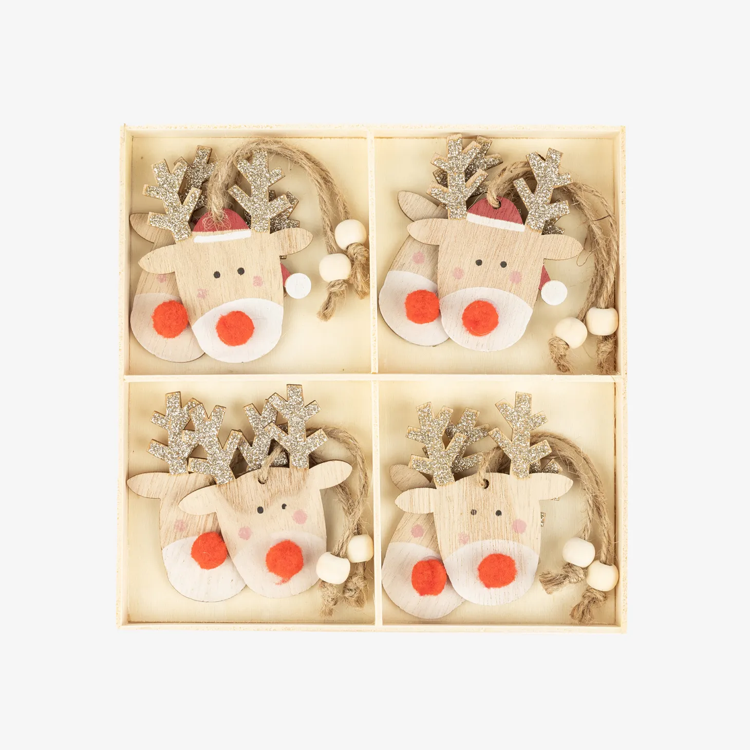 Conjunto de 8 adornos colgantes Renos 7,5cm