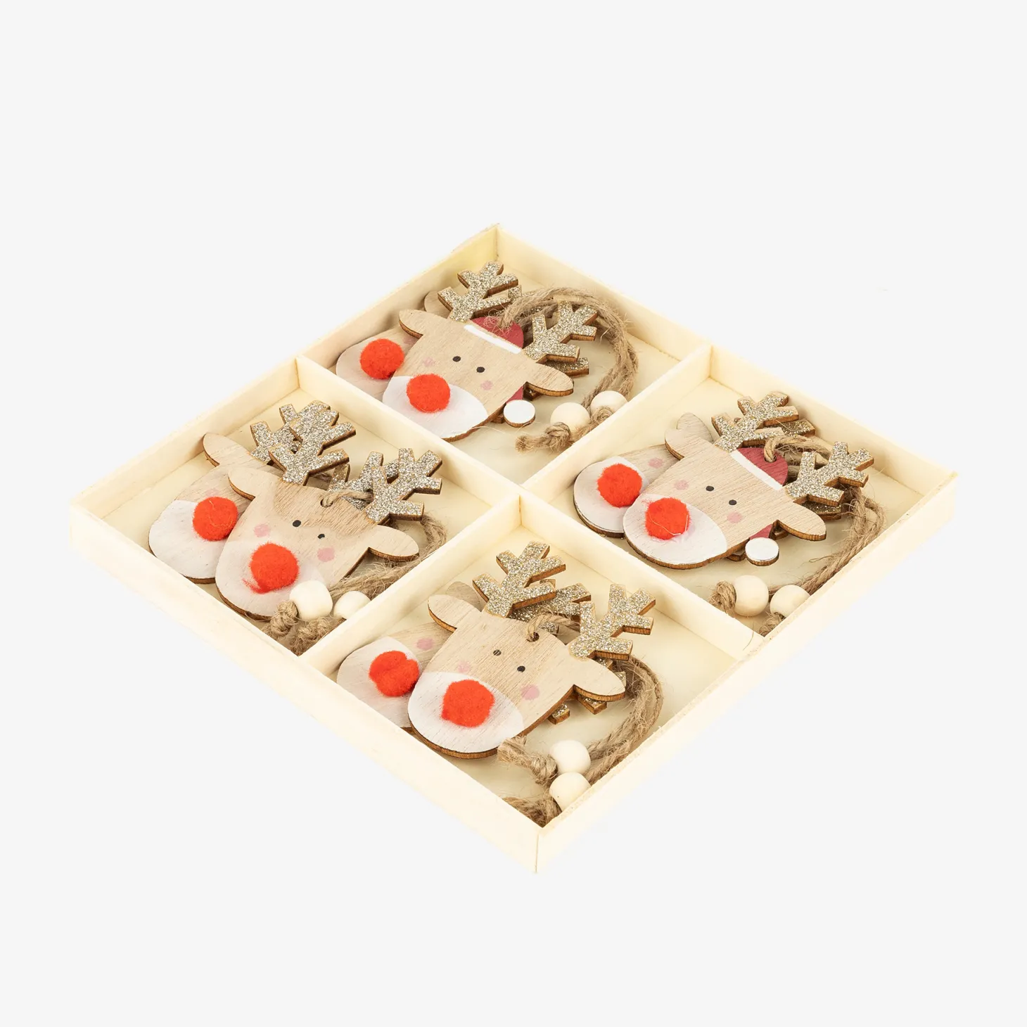 Conjunto de 8 adornos colgantes Renos 7,5cm