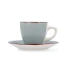 Conjunto de 2 tazas con plato azul de gres Vita 22cl