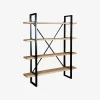 Estantería de madera de olmo reciclada con 4 estantes 150x35x180cm
