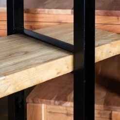 Estantería de madera de olmo reciclada con 4 estantes 150x35x180cm