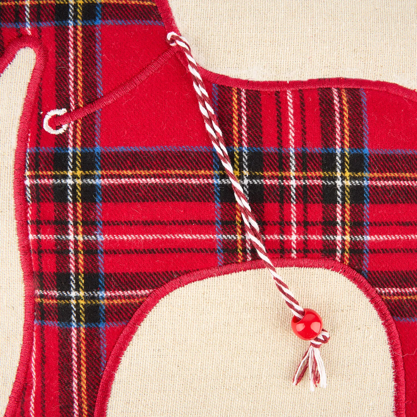 Funda de cojín Caballo balancín de tartán 45x45cm