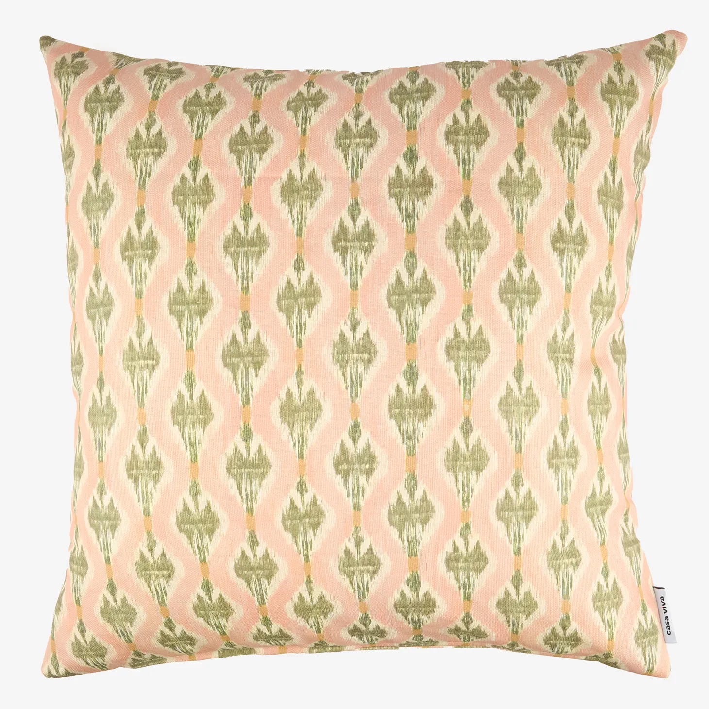 Funda de cojín de algodón rosa claro Ikat 45x45cm