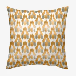 Funda de cojín de algodón verde y naranja cuadrada Kuma 45x45cm