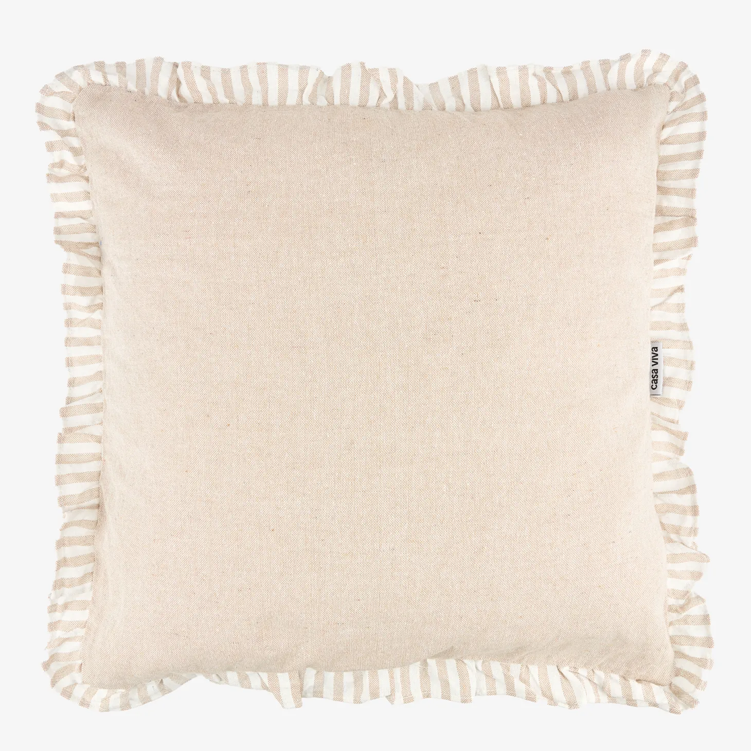 Funda de cojín de algodón volante beige Timoti 45x45cm