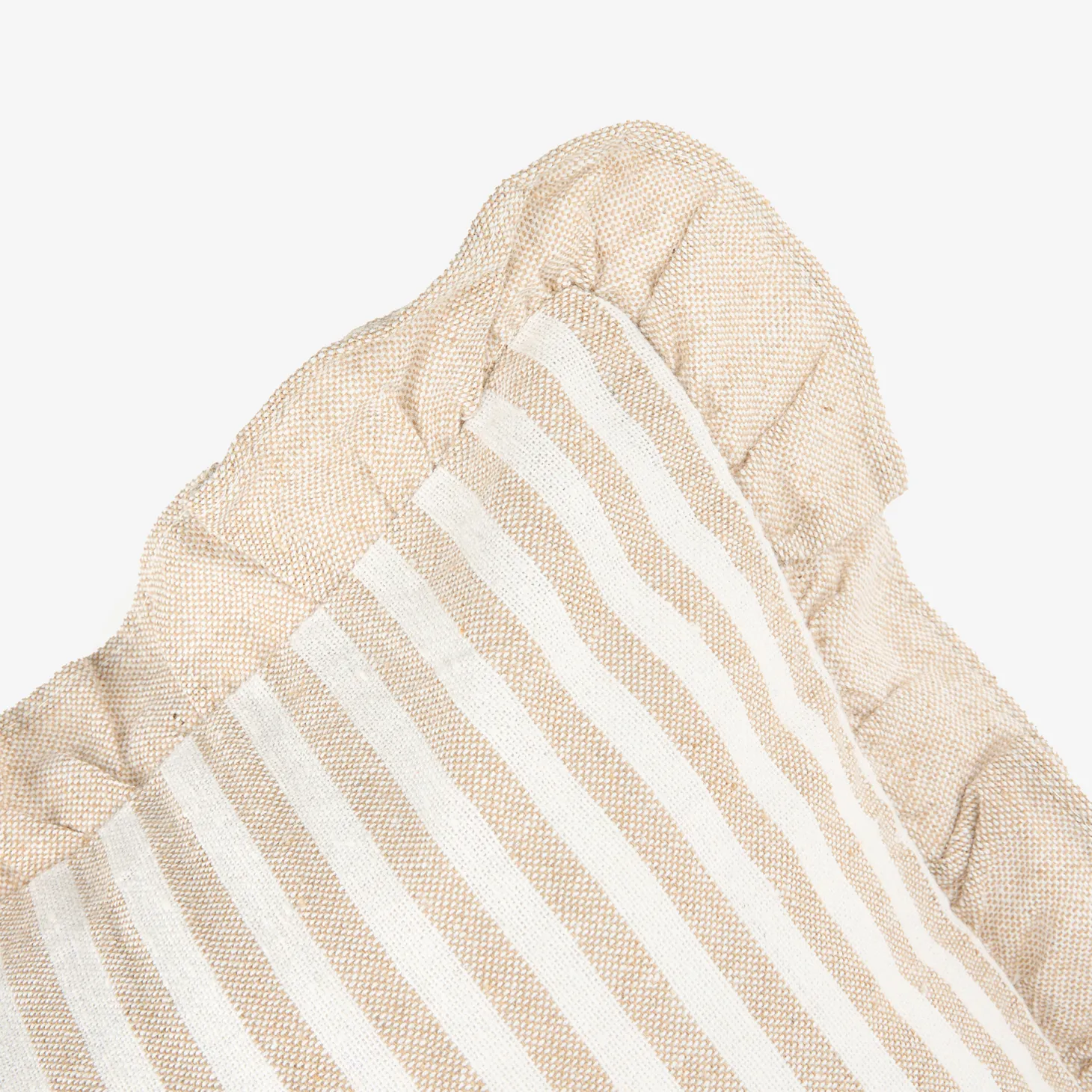 Funda de cojín de algodón volante rayas beige Timoti 45x45cm