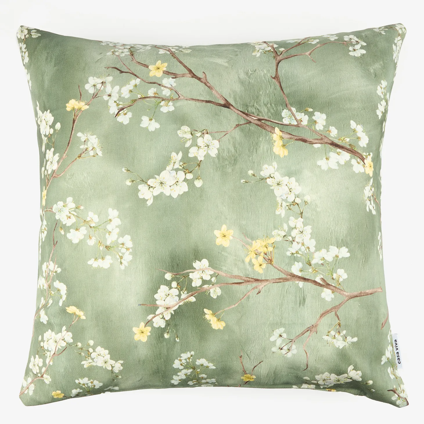 Funda de cojín de algodón verde Sakura 45x45cm