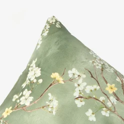 Funda de cojín de algodón verde Sakura 45x45cm