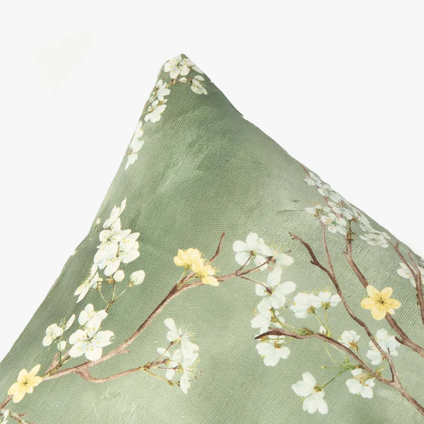Funda de cojín de algodón verde Sakura 45x45cm