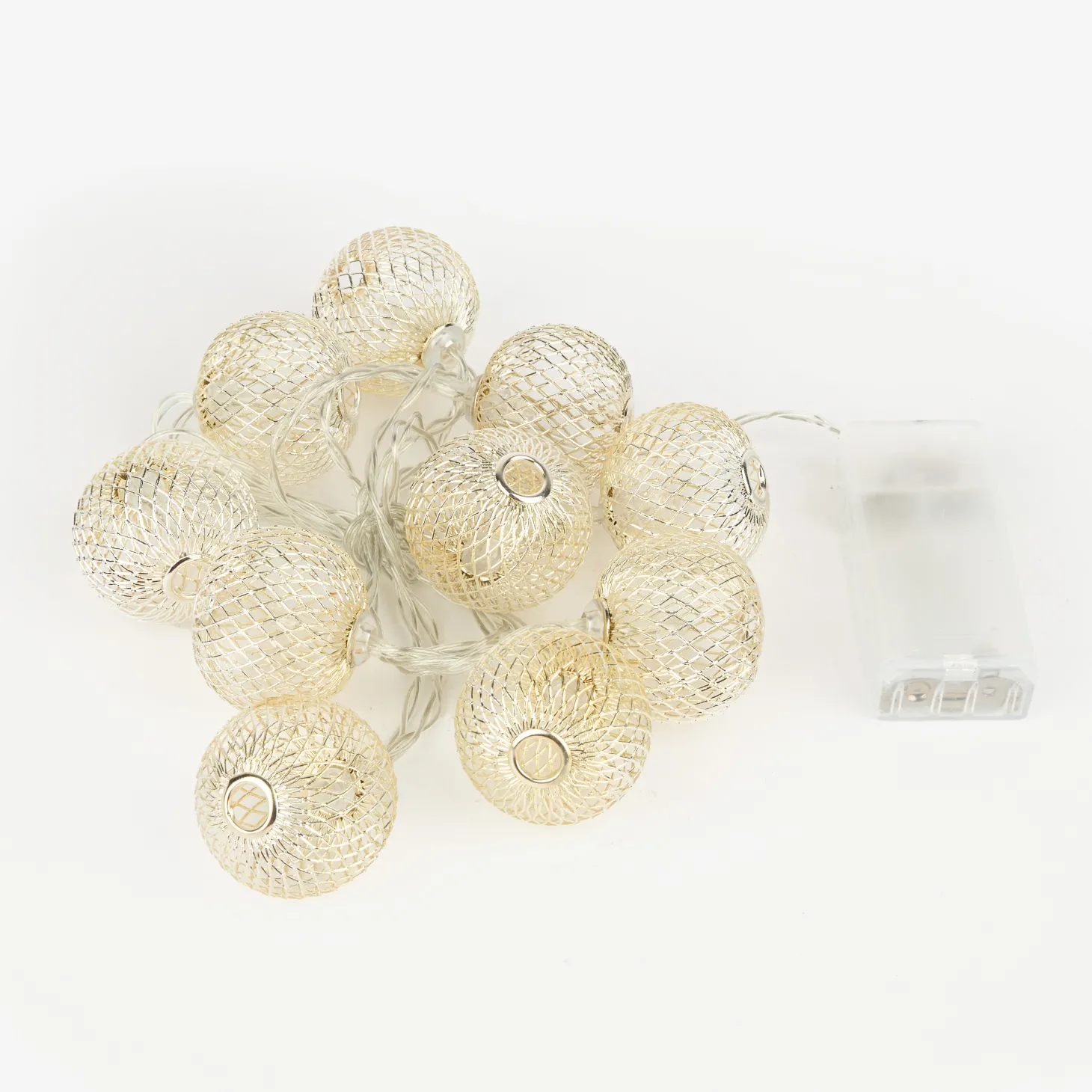 Guirnalda de luces con 10 bolas LED plateadas