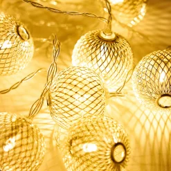 Guirnalda de luces con 10 bolas LED plateadas
