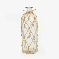 Jarrón de cristal con cuerda Rustic Ø9x28cm