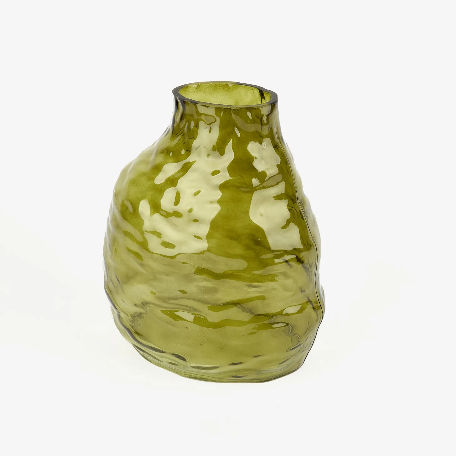 Jarrón de cristal verde Biras 21x15x25cm