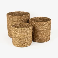 Macetero de fibras naturales Typha Misha Ø17x17cm