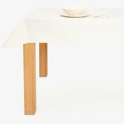 Mantel de algodón y poliéster beige Faura 140x250cm