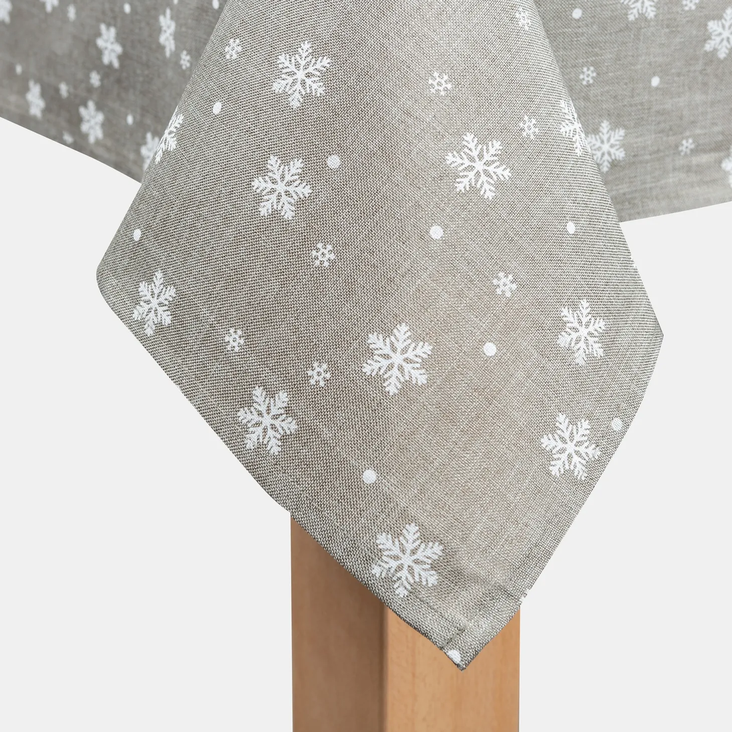 Mantel de Navidad gris Copos de nieve 150x250cm