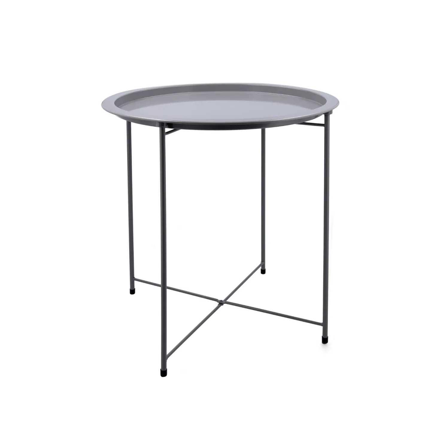 Mesa auxiliar de acero gris Nora Ø47x50cm