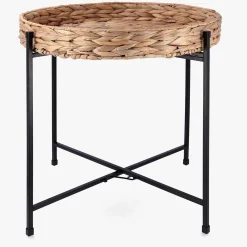 Mesa auxiliar de acero y fibras naturales Lott 46,8x50cm