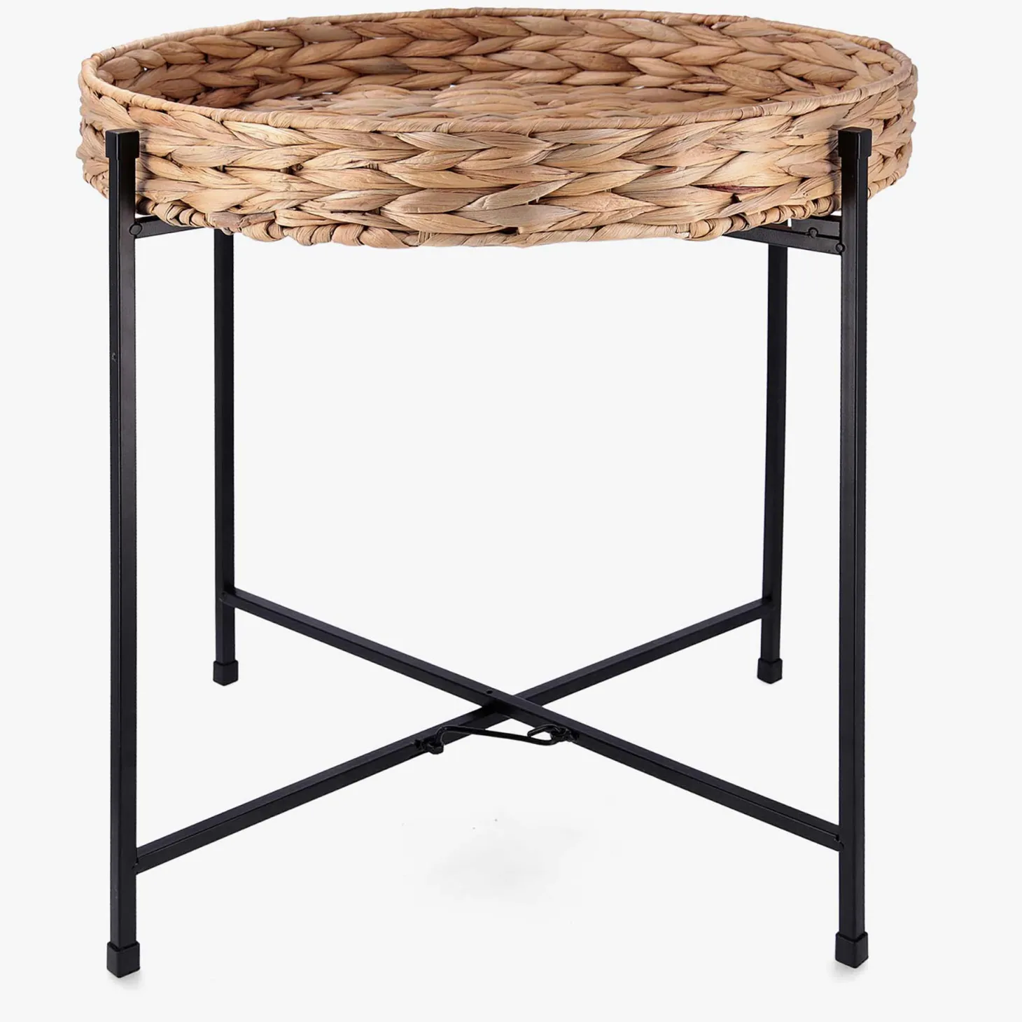 Mesa auxiliar de acero y fibras naturales Lott 46,8x50cm