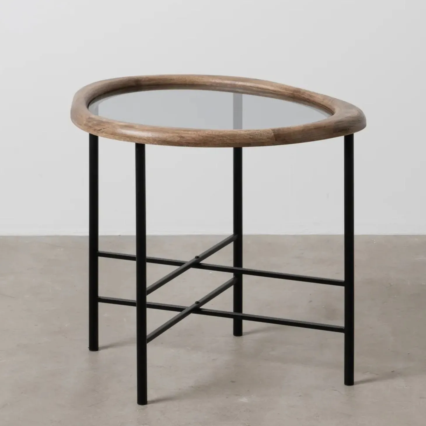 Mesa auxiliar de madera y metal 61x50x53cm