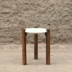 Mesa auxiliar de mármol y madera Houston Ø40x50cm Clau&Chloe