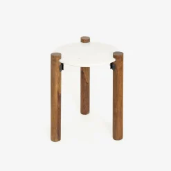 Mesa auxiliar de mármol y madera Houston Ø40x50cm Clau&Chloe