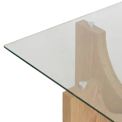 Mesa de centro de cristal y madera DM Milán 85x85x45cm