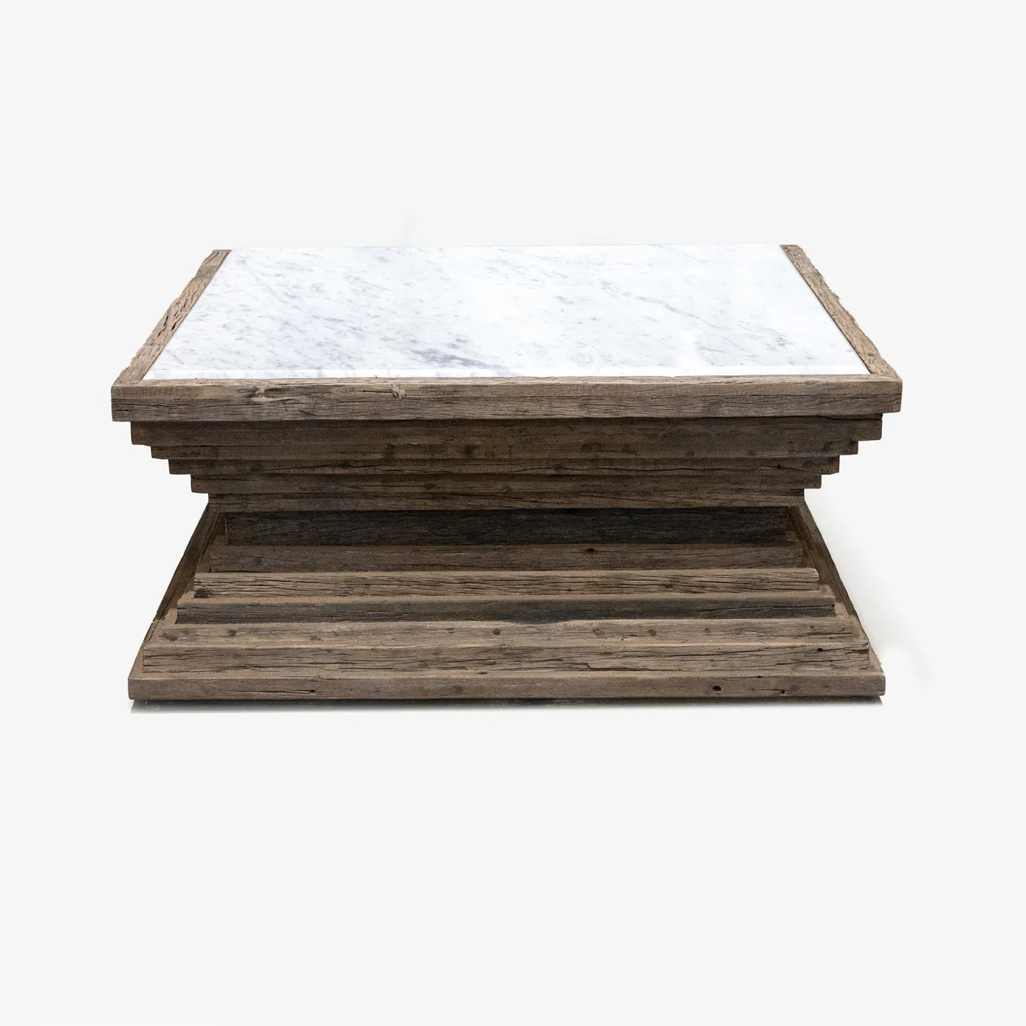 Mesa de centro de madera de olmo reciclada Pisco 100x100x45cm