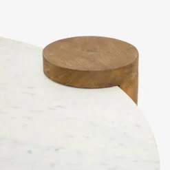 Mesa de centro de mármol y madera Houston Ø90x45 Clau&Chloe