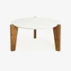 Mesa de centro de mármol y madera Berlín Ø90x45 Clau&Chloe