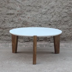 Mesa de centro de mármol y madera Berlín Ø90x45 Clau&Chloe