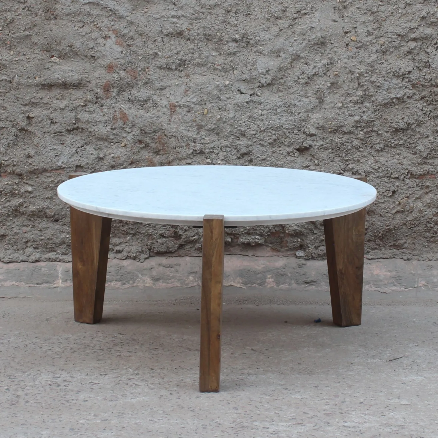 Mesa de centro de mármol y madera Berlín Ø90x45 Clau&Chloe