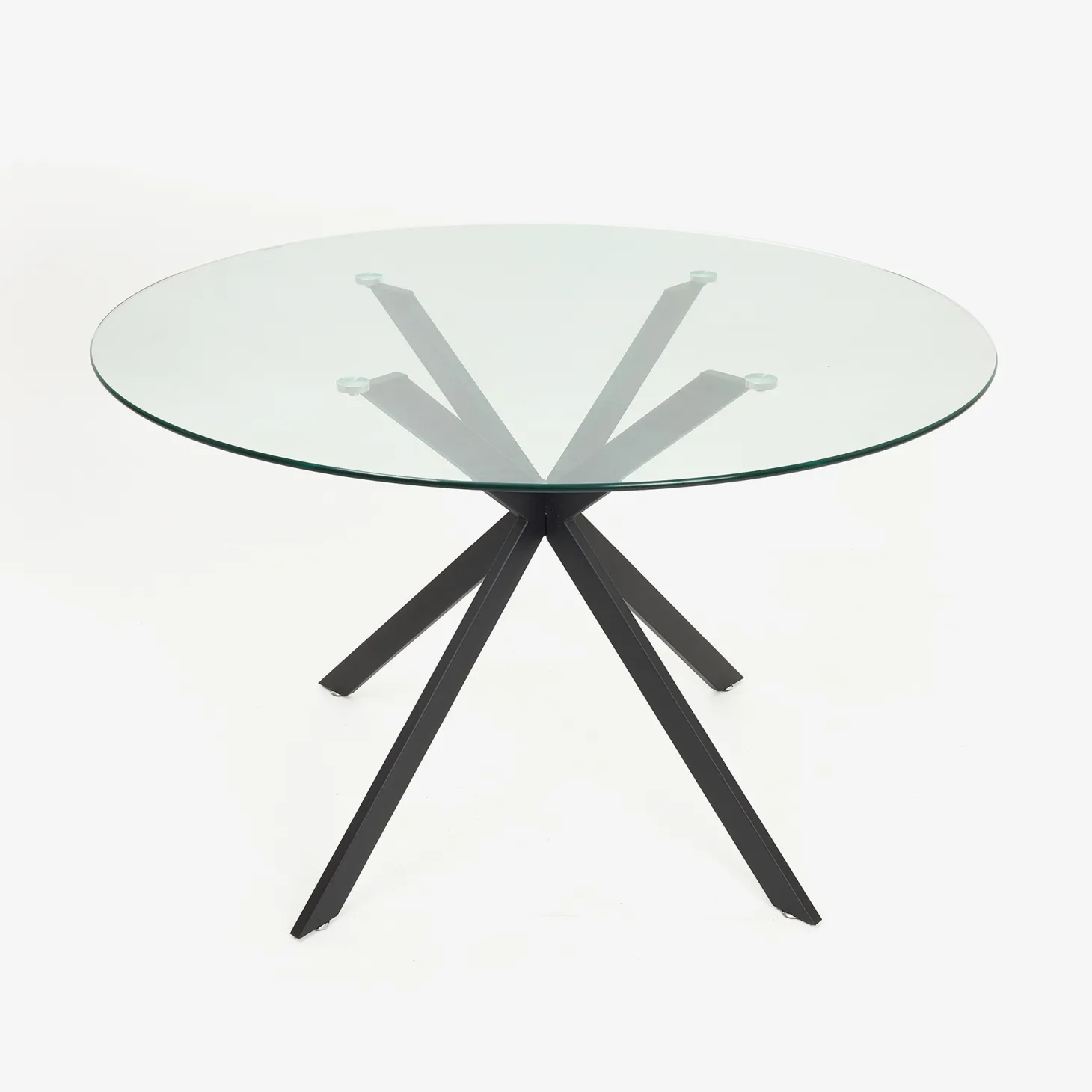 Mesa de comedor de cristal con patas de metal Fita Ø120x75cm