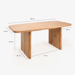 Mesa de comedor de madera de acacia 180x90x77cm Clau&Chloe