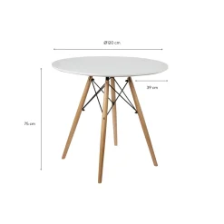 Mesa de comedor de madera blanca Leisure Ø120x75cm