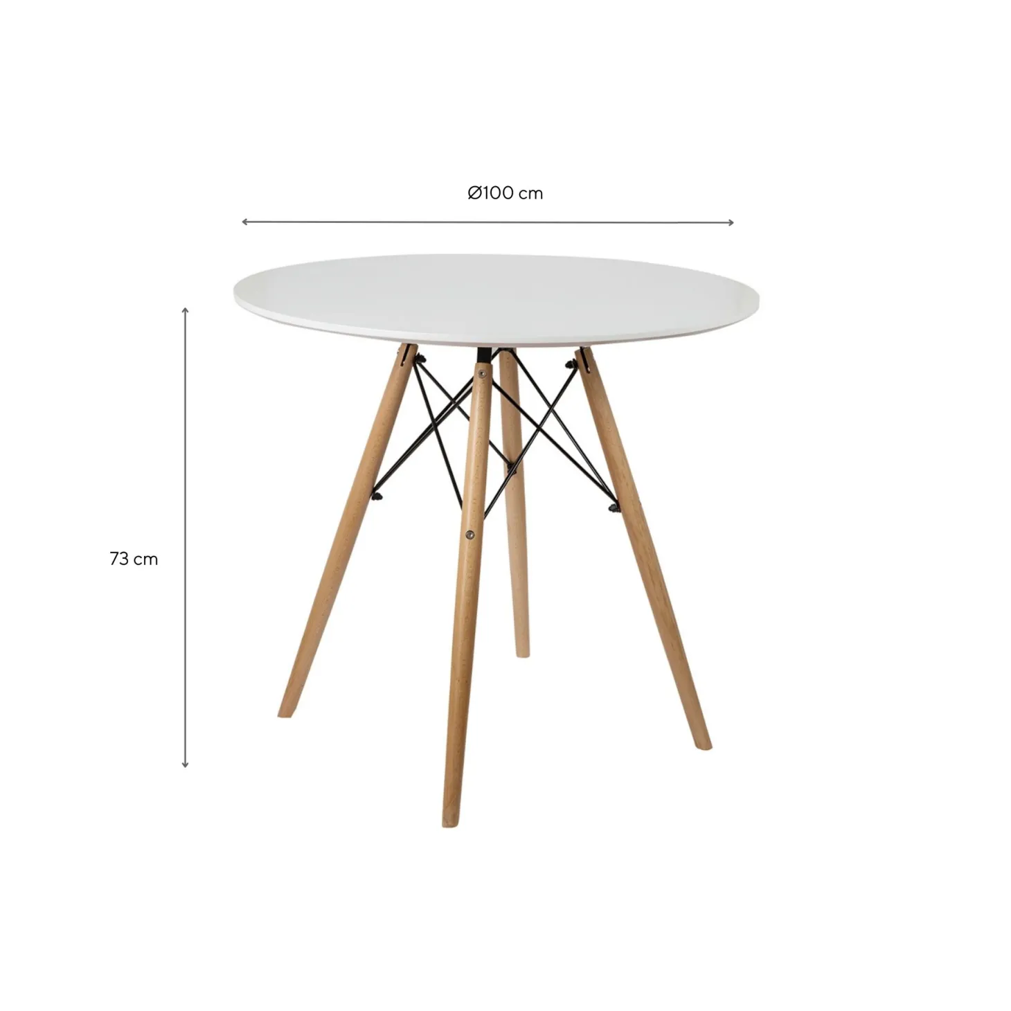 Mesa de comedor de madera blanca Leisure Ø100x75cm