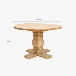 Mesa de comedor de madera de olmo Toulouse Ø120x76cm