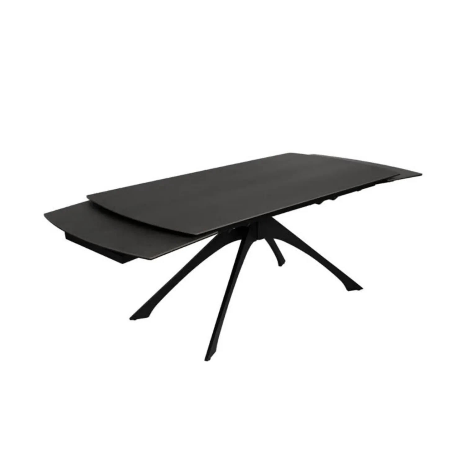 Mesa de comedor extensible de cerámica y cristal gris oscuro 180/260x90x76cm